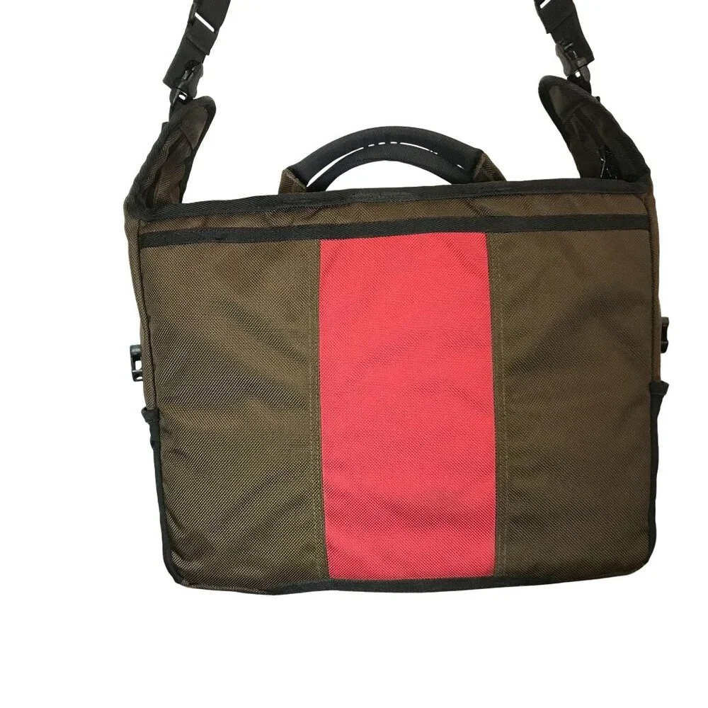 Timbuk2 Nylon Messenger PC Book Bag Brown & Red 15 x 12